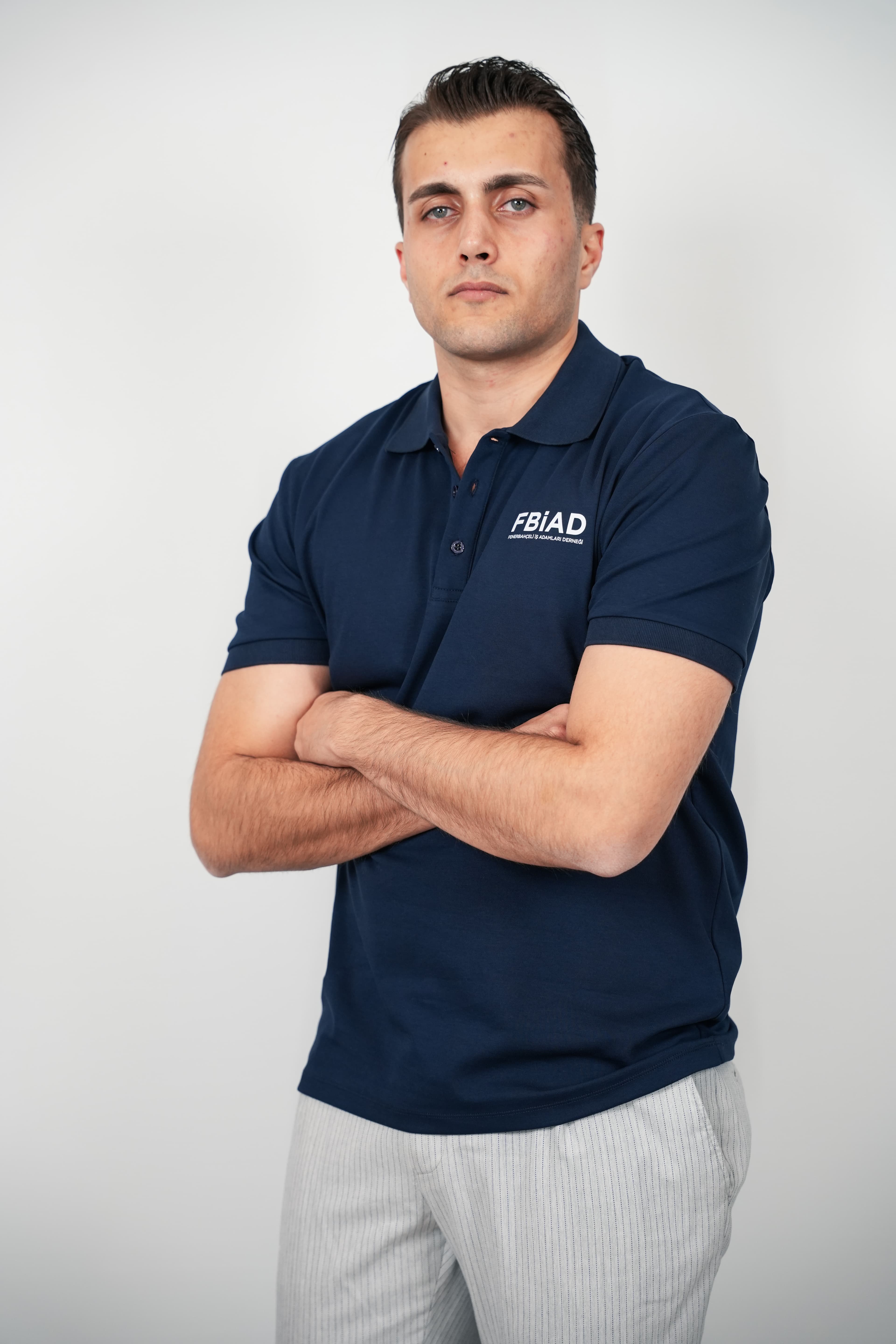 FBIAD Logolu Erkek Lacivert Polo Yaka Tişört - Görsel 3