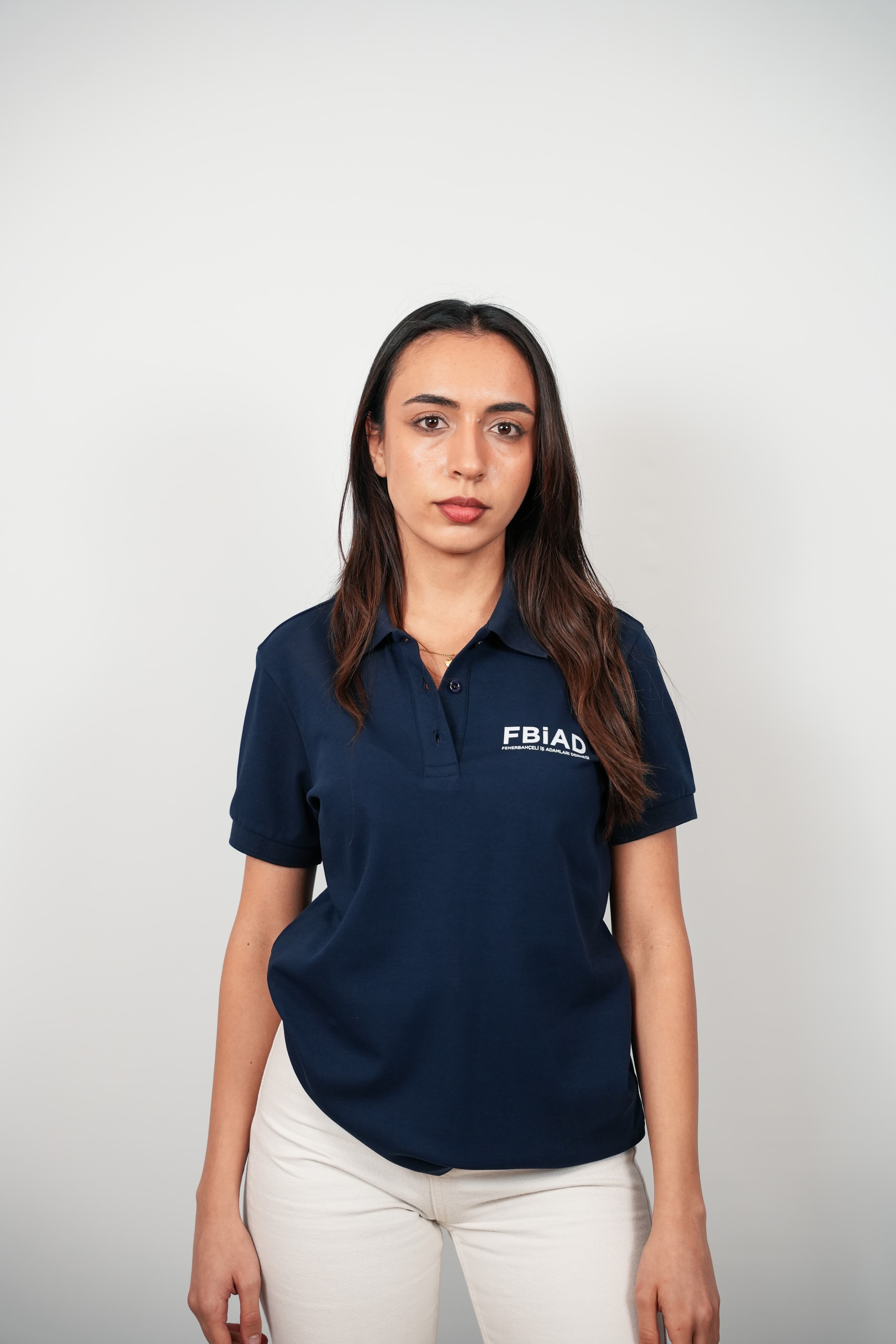FBIAD Logolu Kadın Lacivert Polo Yaka Tişört