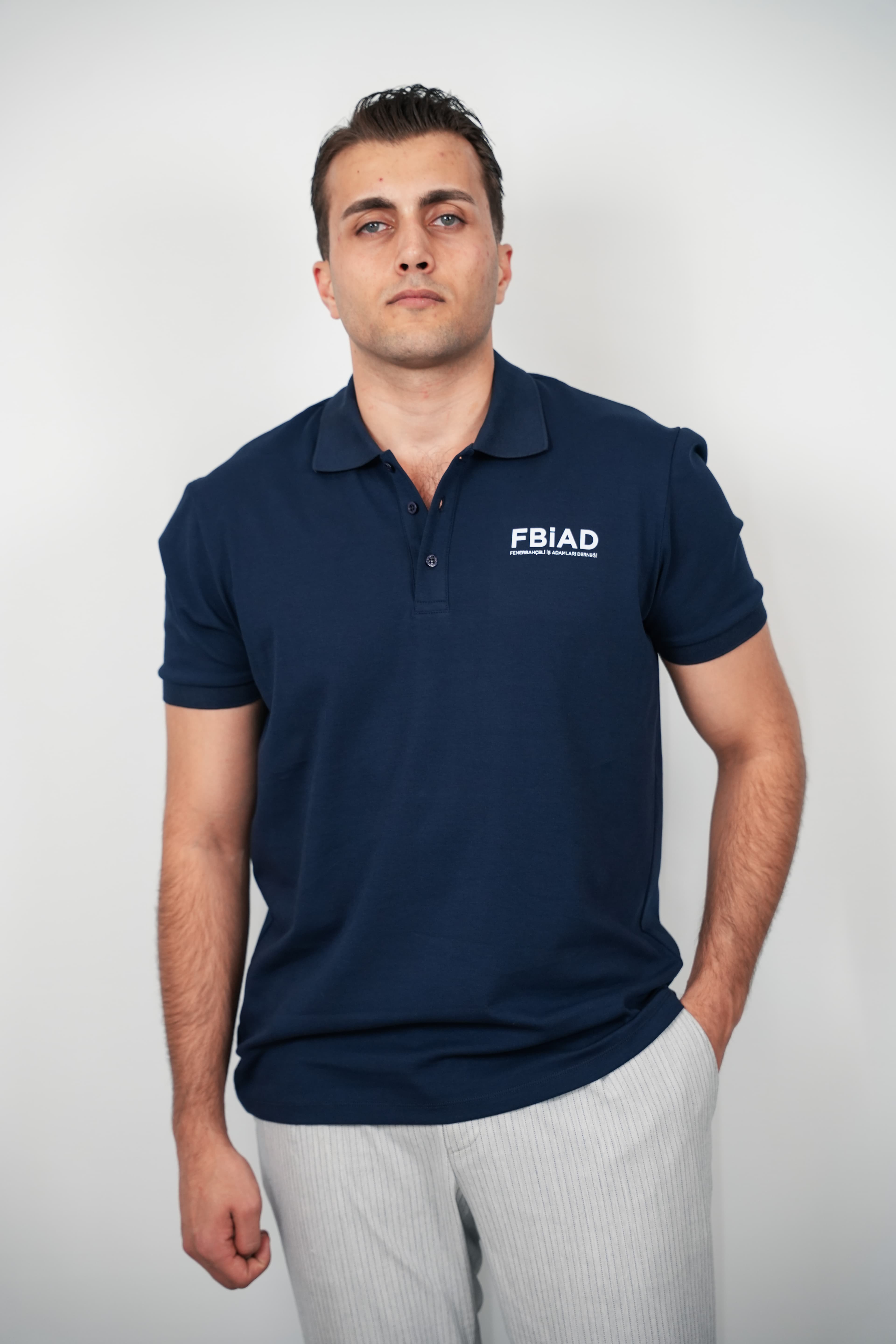 FBIAD Logolu Erkek Lacivert Polo Yaka Tişört