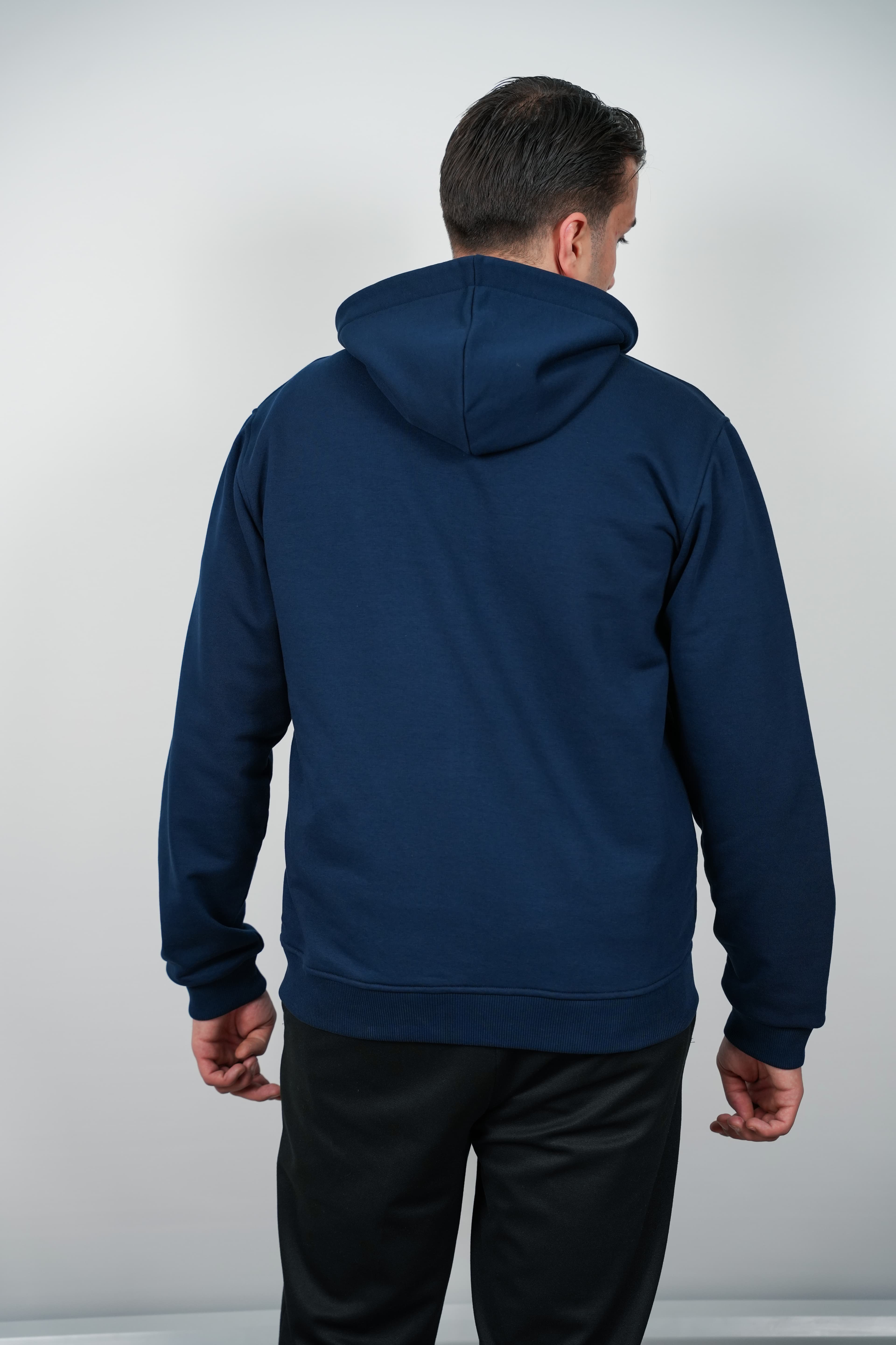 FBIAD Logolu Lacivert Erkek Fermuarlı Kapüşonlu Sweatshirt - Görsel 2