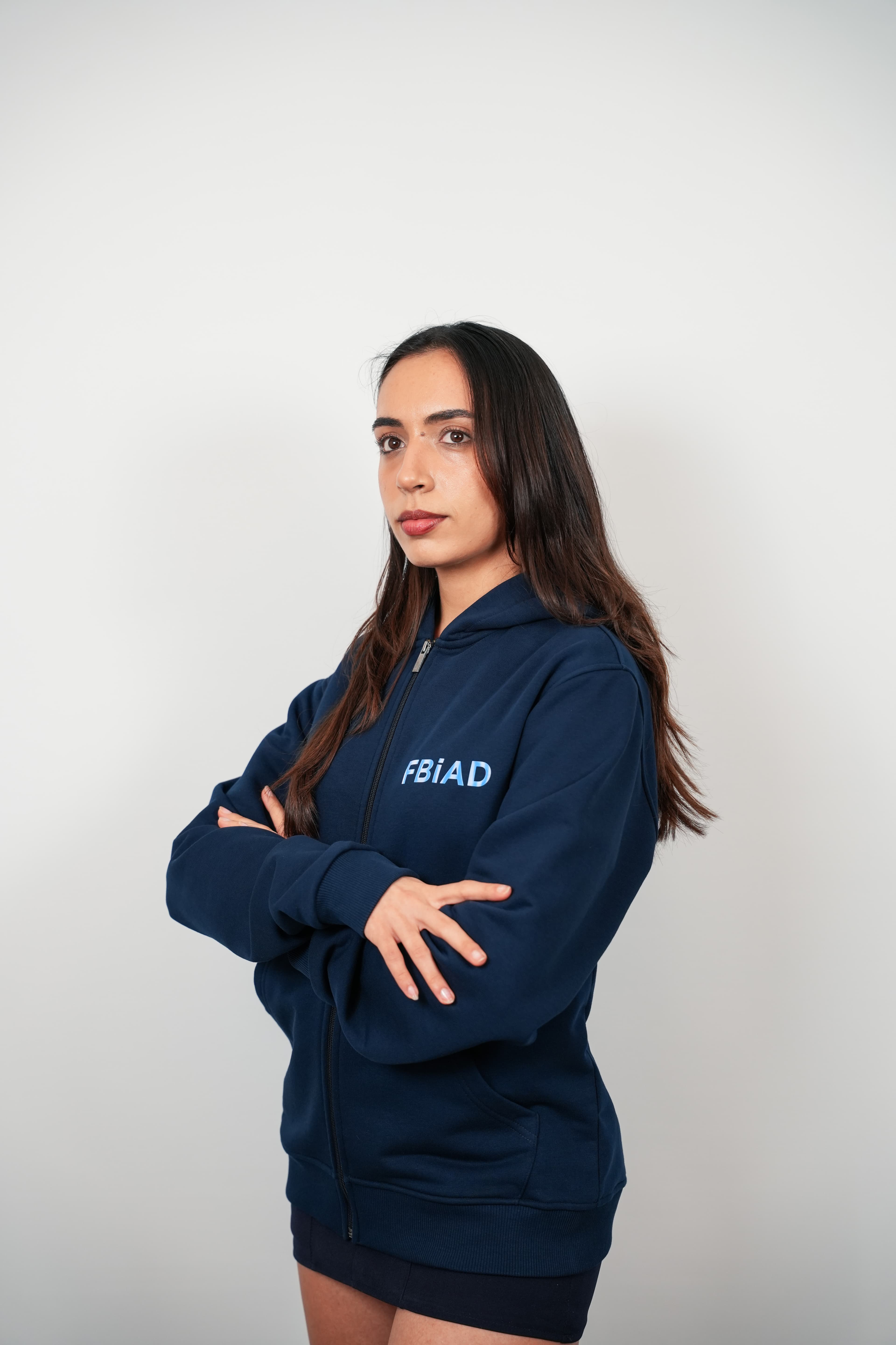 FBIAD Logolu Lacivert Fermuarlı Kapüşonlu Sweatshirt