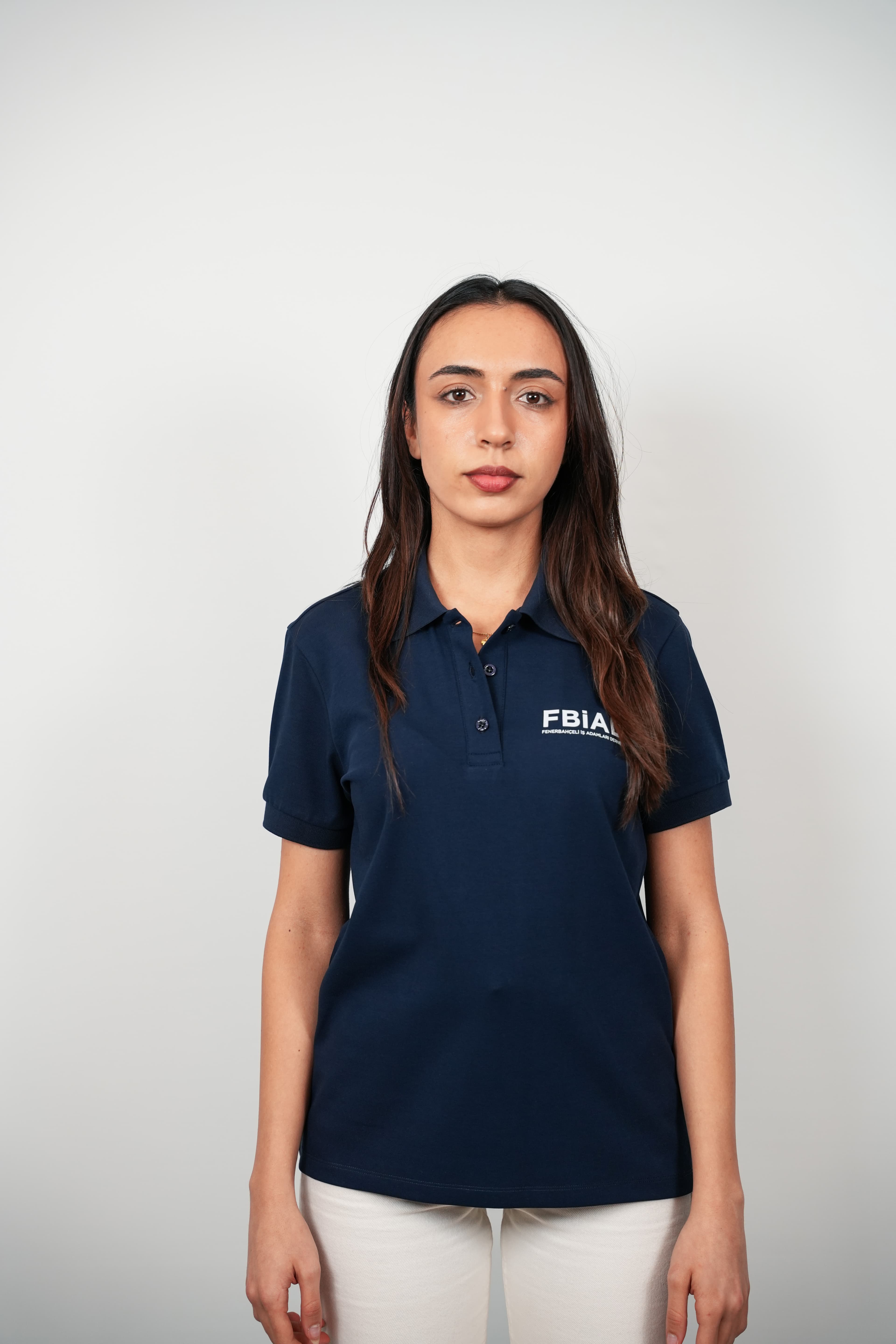 FBIAD Logolu Kadın Lacivert Polo Yaka Tişört - Görsel 2